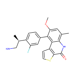 COc1cc(C)c2[nH]c(=O)c3sccc3c2c1-c1ccc([C@H](C)CN)c(F)c1 ZINC000164994870