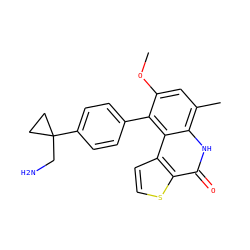 COc1cc(C)c2[nH]c(=O)c3sccc3c2c1-c1ccc(C2(CN)CC2)cc1 ZINC000165343314
