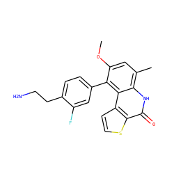COc1cc(C)c2[nH]c(=O)c3sccc3c2c1-c1ccc(CCN)c(F)c1 ZINC000164900108