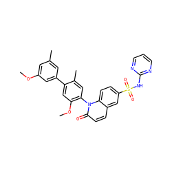 COc1cc(C)cc(-c2cc(OC)c(-n3c(=O)ccc4cc(S(=O)(=O)Nc5ncccn5)ccc43)cc2C)c1 ZINC001772619521