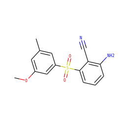 COc1cc(C)cc(S(=O)(=O)c2cccc(N)c2C#N)c1 ZINC000000020473