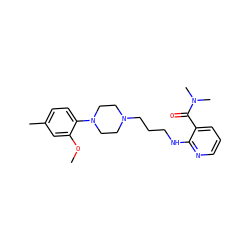 COc1cc(C)ccc1N1CCN(CCCNc2ncccc2C(=O)N(C)C)CC1 ZINC000003825352