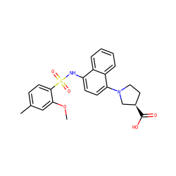 COc1cc(C)ccc1S(=O)(=O)Nc1ccc(N2CC[C@@H](C(=O)O)C2)c2ccccc12 ZINC000653822804