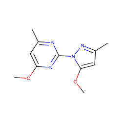 COc1cc(C)nc(-n2nc(C)cc2OC)n1 ZINC000000057412