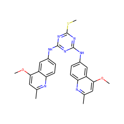 COc1cc(C)nc2ccc(Nc3nc(Nc4ccc5nc(C)cc(OC)c5c4)nc(SC)n3)cc12 ZINC000098083765
