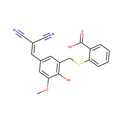 COc1cc(C=C(C#N)C#N)cc(CSc2ccccc2C(=O)O)c1O ZINC000013833849