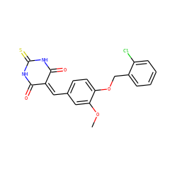 COc1cc(C=C2C(=O)NC(=S)NC2=O)ccc1OCc1ccccc1Cl ZINC000000829392