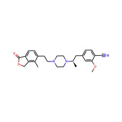 COc1cc(C[C@@H](C)N2CCN(CCc3ccc4c(c3C)COC4=O)CC2)ccc1C#N ZINC000145992738