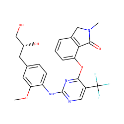 COc1cc(C[C@@H](O)CO)ccc1Nc1ncc(C(F)(F)F)c(Oc2cccc3c2C(=O)N(C)C3)n1 ZINC000138495904