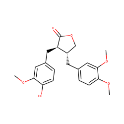 COc1cc(C[C@H]2C(=O)OC[C@@H]2Cc2ccc(OC)c(OC)c2)ccc1O ZINC000001615344