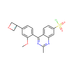 COc1cc(C2(F)COC2)ccc1-c1nc(C)nc2cc(S(=O)(=O)Cl)ccc12 ZINC000225057394