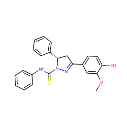 COc1cc(C2=NN(C(=S)Nc3ccccc3)[C@H](c3ccccc3)C2)ccc1O ZINC000653737537