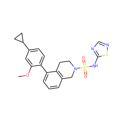 COc1cc(C2CC2)ccc1-c1cccc2c1CCN(S(=O)(=O)Nc1ncns1)C2 ZINC000147585488