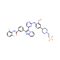 COc1cc(C2CCN(CCS(C)(=O)=O)CC2)ccc1Nc1nccc(-c2c(-c3cccc(C(=O)Nc4c(F)cccc4F)c3)nc3ccccn23)n1 ZINC000165079973