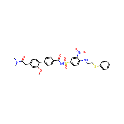 COc1cc(CC(=O)N(C)C)ccc1-c1ccc(C(=O)NS(=O)(=O)c2ccc(NCCSc3ccccc3)c([N+](=O)[O-])c2)cc1 ZINC000028569847