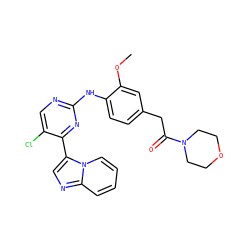 COc1cc(CC(=O)N2CCOCC2)ccc1Nc1ncc(Cl)c(-c2cnc3ccccn23)n1 ZINC000072176264