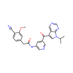 COc1cc(CC(=O)Nc2cncc(C(=O)c3cn(C(C)C)c4ncncc34)c2)ccc1C#N ZINC000169707648