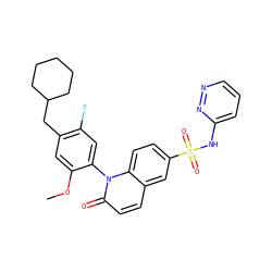 COc1cc(CC2CCCCC2)c(F)cc1-n1c(=O)ccc2cc(S(=O)(=O)Nc3cccnn3)ccc21 ZINC001772593939