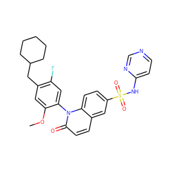 COc1cc(CC2CCCCC2)c(F)cc1-n1c(=O)ccc2cc(S(=O)(=O)Nc3ccncn3)ccc21 ZINC001772606333