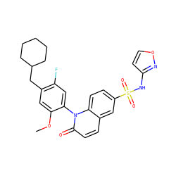 COc1cc(CC2CCCCC2)c(F)cc1-n1c(=O)ccc2cc(S(=O)(=O)Nc3ccon3)ccc21 ZINC001772643893