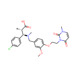 COc1cc(CN(C)[C@@H](c2ccc(Cl)cc2)[C@H](C)C(=O)O)ccc1OCCn1c(=O)ccn(C)c1=O ZINC001772587384