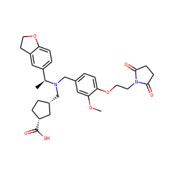 COc1cc(CN(C[C@H]2CC[C@@H](C(=O)O)C2)[C@@H](C)c2ccc3c(c2)CCO3)ccc1OCCN1C(=O)CCC1=O ZINC000218625637