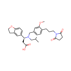 COc1cc(CN(CC(C)C)[C@@H](CC(=O)O)c2ccc3c(c2)CCO3)ccc1CCCN1C(=O)CCC1=O ZINC000225187257