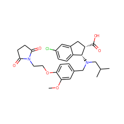 COc1cc(CN(CC(C)C)[C@@H]2c3ccc(Cl)cc3C[C@@H]2C(=O)O)ccc1OCCN1C(=O)CCC1=O ZINC000218227269