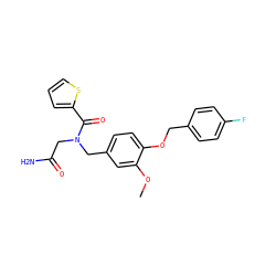 COc1cc(CN(CC(N)=O)C(=O)c2cccs2)ccc1OCc1ccc(F)cc1 ZINC001772623292