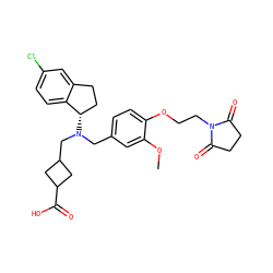 COc1cc(CN(CC2CC(C(=O)O)C2)[C@H]2CCc3cc(Cl)ccc32)ccc1OCCN1C(=O)CCC1=O ZINC000224865965