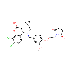 COc1cc(CN(CC2CC2)[C@@H](CC(=O)O)c2ccc(Cl)c(Cl)c2)ccc1OCCN1C(=O)CCC1=O ZINC000207269340