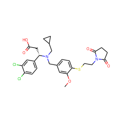 COc1cc(CN(CC2CC2)[C@@H](CC(=O)O)c2ccc(Cl)c(Cl)c2)ccc1SCCN1C(=O)CCC1=O ZINC000207228032