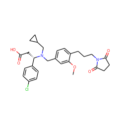 COc1cc(CN(CC2CC2)[C@@H](CC(=O)O)c2ccc(Cl)cc2)ccc1CCCN1C(=O)CCC1=O ZINC000225141067