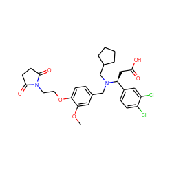 COc1cc(CN(CC2CCCC2)[C@@H](CC(=O)O)c2ccc(Cl)c(Cl)c2)ccc1OCCN1C(=O)CCC1=O ZINC000207285442