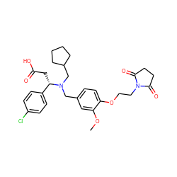 COc1cc(CN(CC2CCCC2)[C@@H](CC(=O)O)c2ccc(Cl)cc2)ccc1OCCN1C(=O)CCC1=O ZINC000207254425