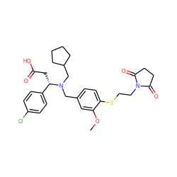COc1cc(CN(CC2CCCC2)[C@@H](CC(=O)O)c2ccc(Cl)cc2)ccc1SCCN1C(=O)CCC1=O ZINC000207227704