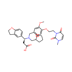 COc1cc(CN(CC2CCCC2)[C@@H](CC(=O)O)c2ccc3c(c2)CCO3)ccc1OCCn1c(=O)ccn(C)c1=O ZINC000225143088