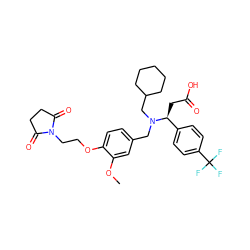 COc1cc(CN(CC2CCCCC2)[C@@H](CC(=O)O)c2ccc(C(F)(F)F)cc2)ccc1OCCN1C(=O)CCC1=O ZINC000225167364