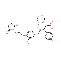 COc1cc(CN(CC2CCCCC2)[C@@H](CC(=O)O)c2ccc(Cl)cc2)ccc1OCCN1C(=O)CCC1=O ZINC000207254542