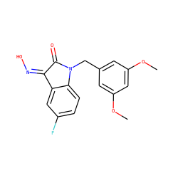 COc1cc(CN2C(=O)/C(=N\O)c3cc(F)ccc32)cc(OC)c1 ZINC000042990140