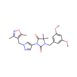 COc1cc(CN2C(=O)N(c3cnn(Cc4c(C)noc4C)c3)C(=O)C2(C)C)cc(OC)c1 ZINC000115731931