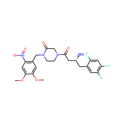 COc1cc(CN2CCN(C(=O)C[C@H](N)Cc3cc(F)c(F)cc3F)CC2=O)c([N+](=O)[O-])cc1OC ZINC000071340256
