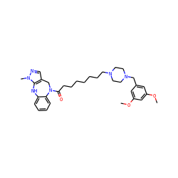 COc1cc(CN2CCN(CCCCCCCC(=O)N3Cc4cnn(C)c4Nc4ccccc43)CC2)cc(OC)c1 ZINC000653791282