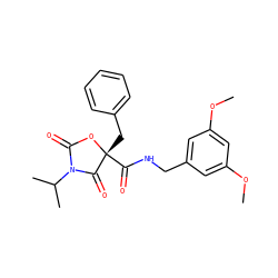COc1cc(CNC(=O)[C@@]2(Cc3ccccc3)OC(=O)N(C(C)C)C2=O)cc(OC)c1 ZINC000096273443