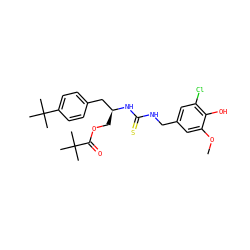 COc1cc(CNC(=S)N[C@@H](COC(=O)C(C)(C)C)Cc2ccc(C(C)(C)C)cc2)cc(Cl)c1O ZINC000028881807