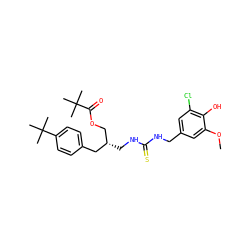 COc1cc(CNC(=S)NC[C@@H](COC(=O)C(C)(C)C)Cc2ccc(C(C)(C)C)cc2)cc(Cl)c1O ZINC000028881417