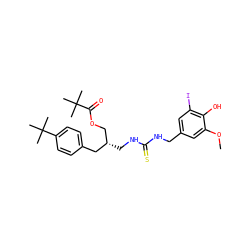 COc1cc(CNC(=S)NC[C@@H](COC(=O)C(C)(C)C)Cc2ccc(C(C)(C)C)cc2)cc(I)c1O ZINC000028881442