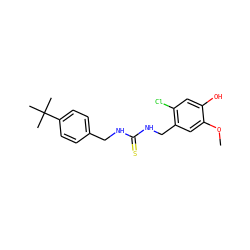 COc1cc(CNC(=S)NCc2ccc(C(C)(C)C)cc2)c(Cl)cc1O ZINC000028881895