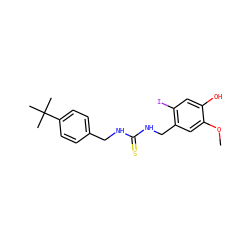 COc1cc(CNC(=S)NCc2ccc(C(C)(C)C)cc2)c(I)cc1O ZINC000028881921