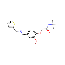 COc1cc(CNCc2cccs2)ccc1OCC(=O)NC(C)(C)C ZINC000004504192